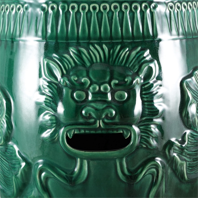 Safavieh Ceramic Chinese Dragon Stool in Green