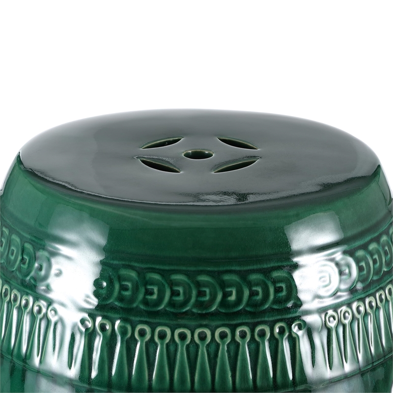 Safavieh Ceramic Chinese Dragon Stool in Green