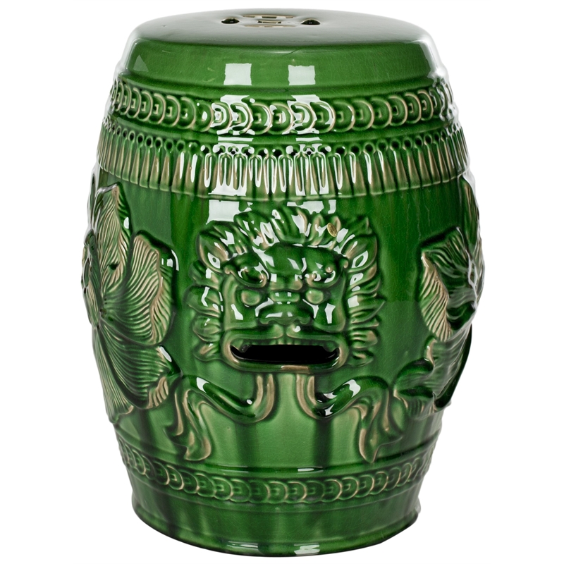 Safavieh Ceramic Chinese Dragon Stool in Green