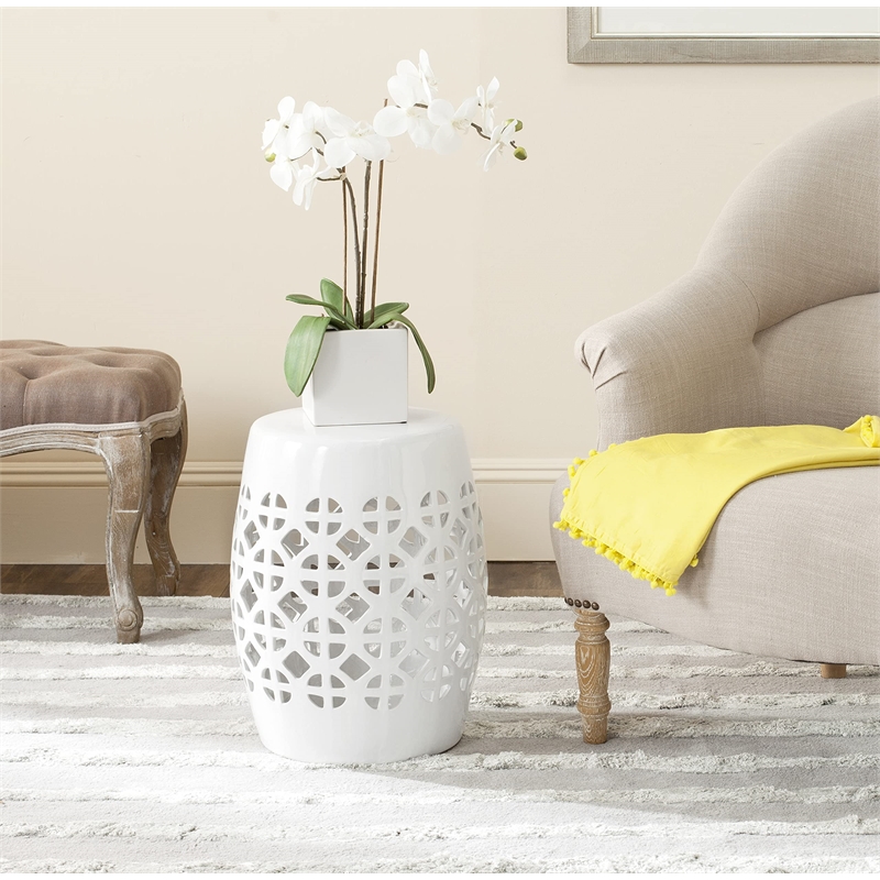 Safavieh Circle Lattice Ceramic Garden Stool in Robbins Egg Blue
