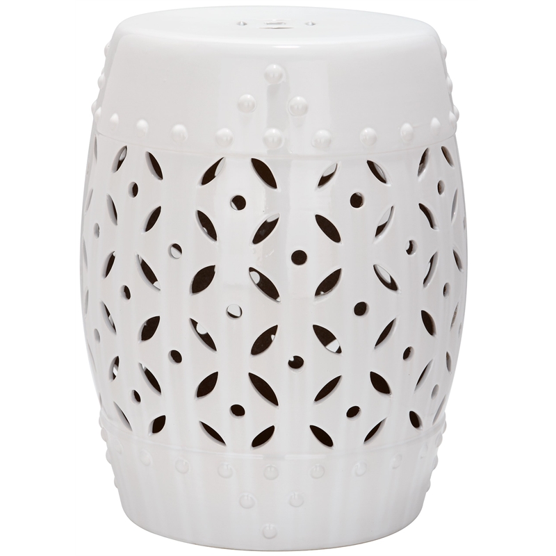 Safavieh Lattice Coin Ceramic Garden Stool in White