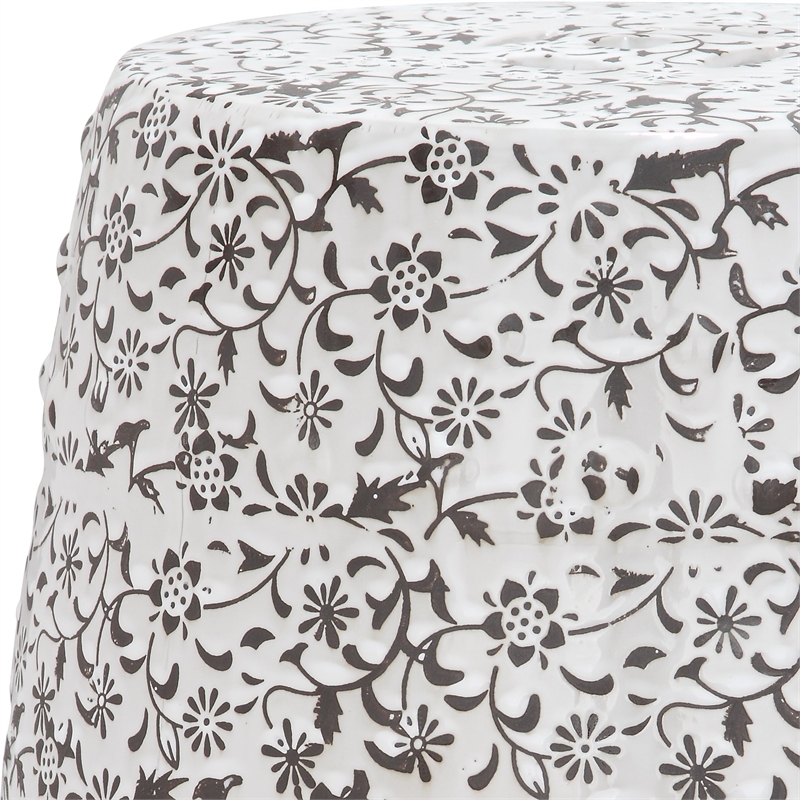 Safavieh Ceramic Garden Stool with Flower and Vine Design