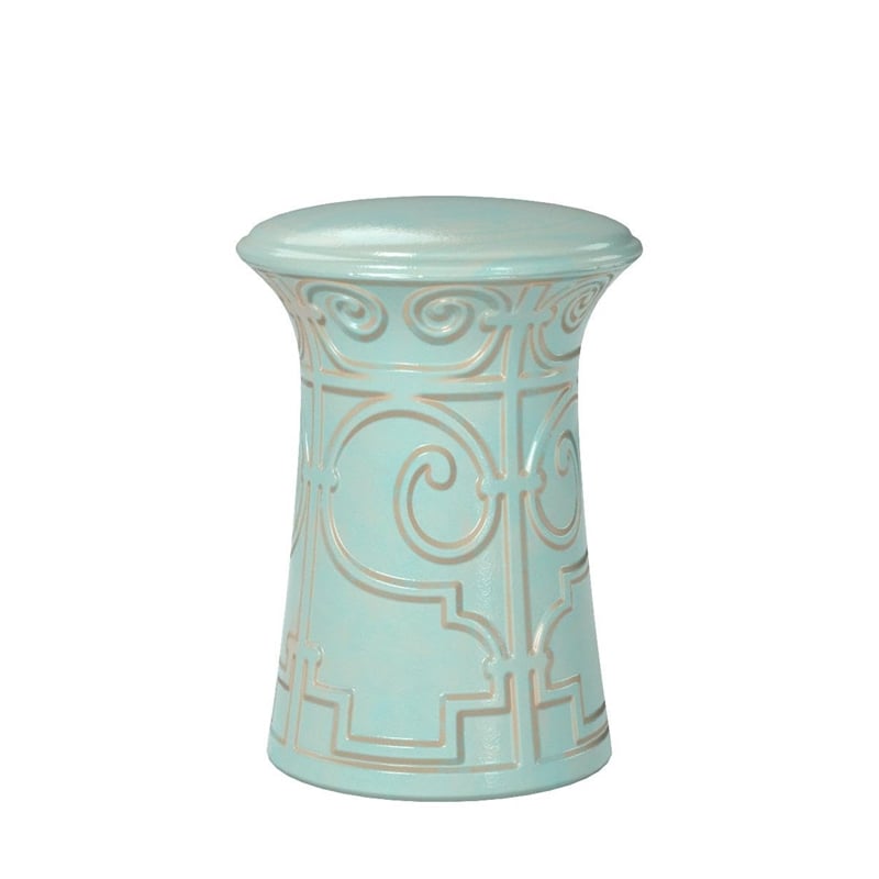 Safavieh Imperial Scroll Ceramic Garden Stool in Light Aqua