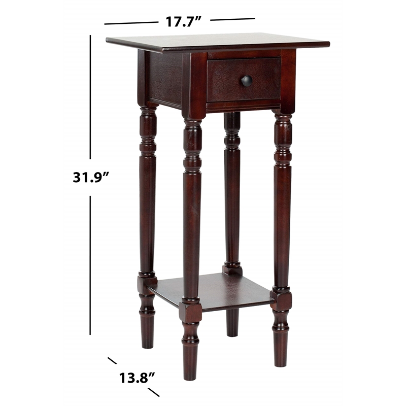 Safavieh Sabrina Wood End Table in Dark Cherry