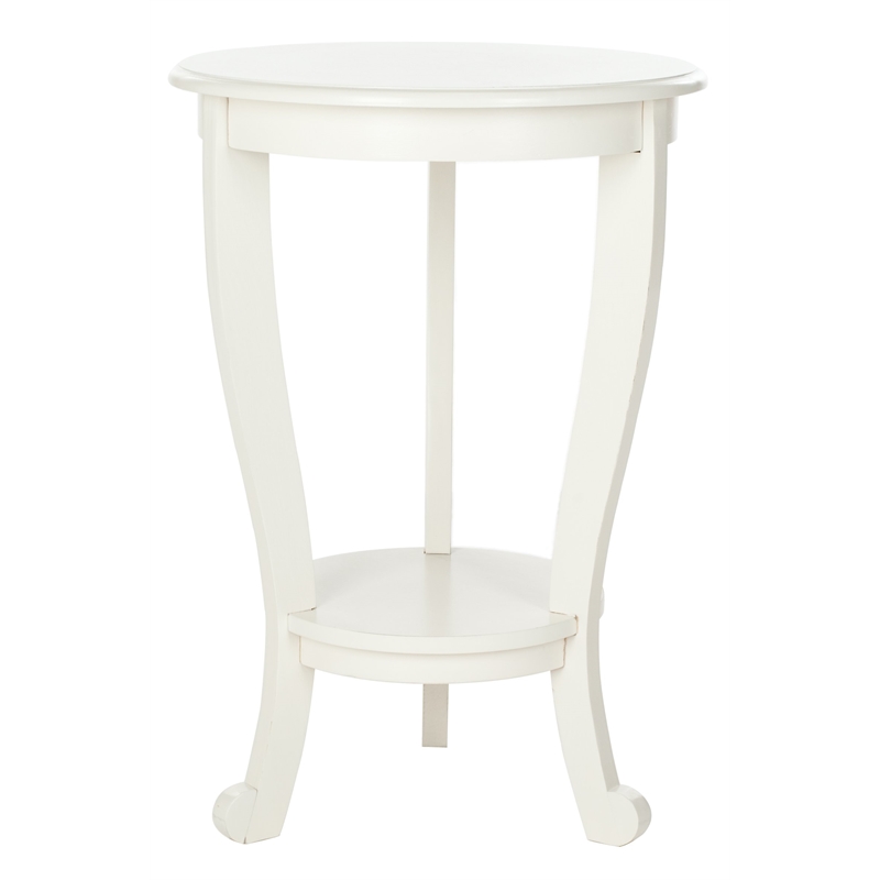 Safavieh Heather Wood Pedastal Side Table in Cream