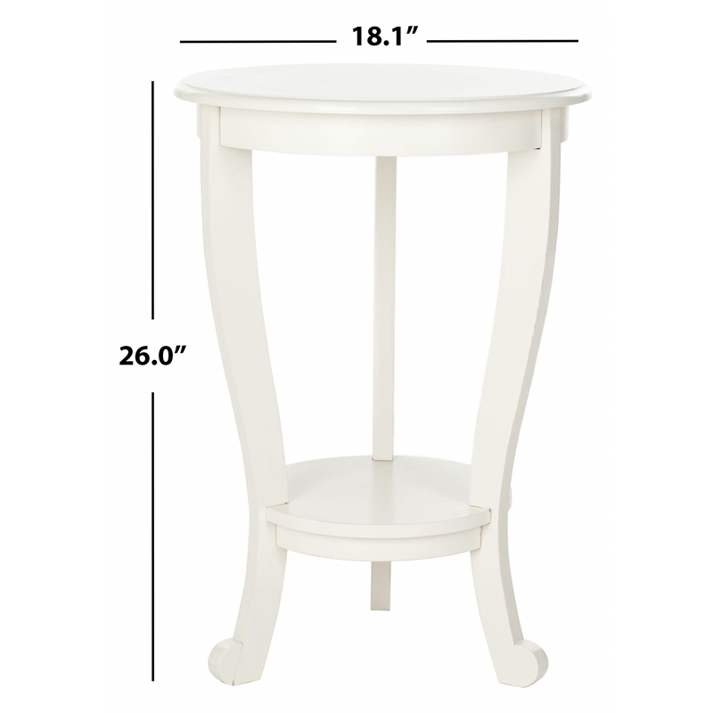 Safavieh Heather Wood Pedastal Side Table in Cream
