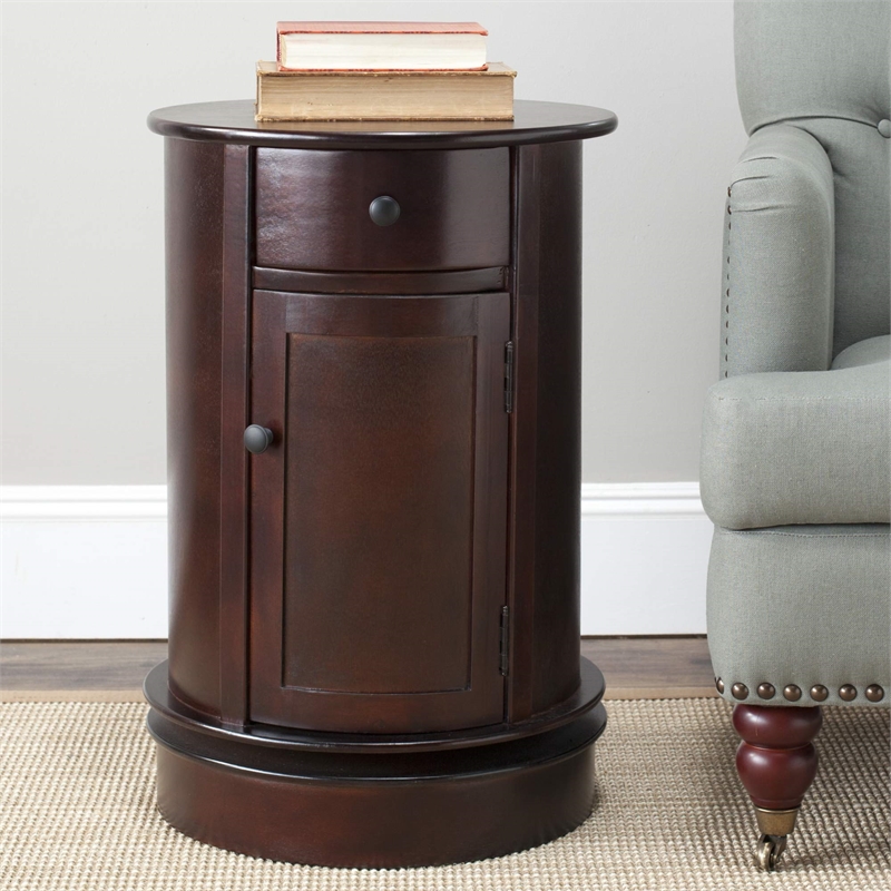 Safavieh Toby Wood Oval Cabinet in Dark Cherry