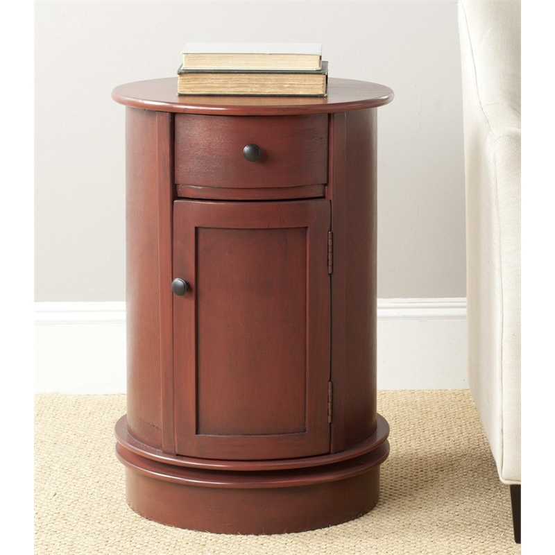Safavieh Toby Wood Oval Cabinet in Dark Cherry