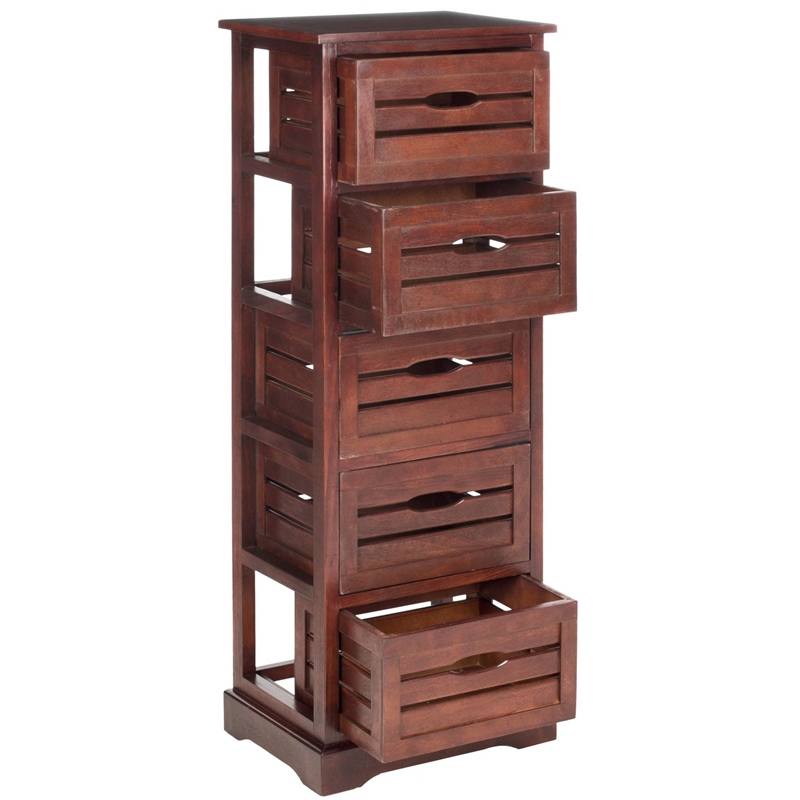 Safavieh Sarina Pine 5 Drawer Cabinet in Black