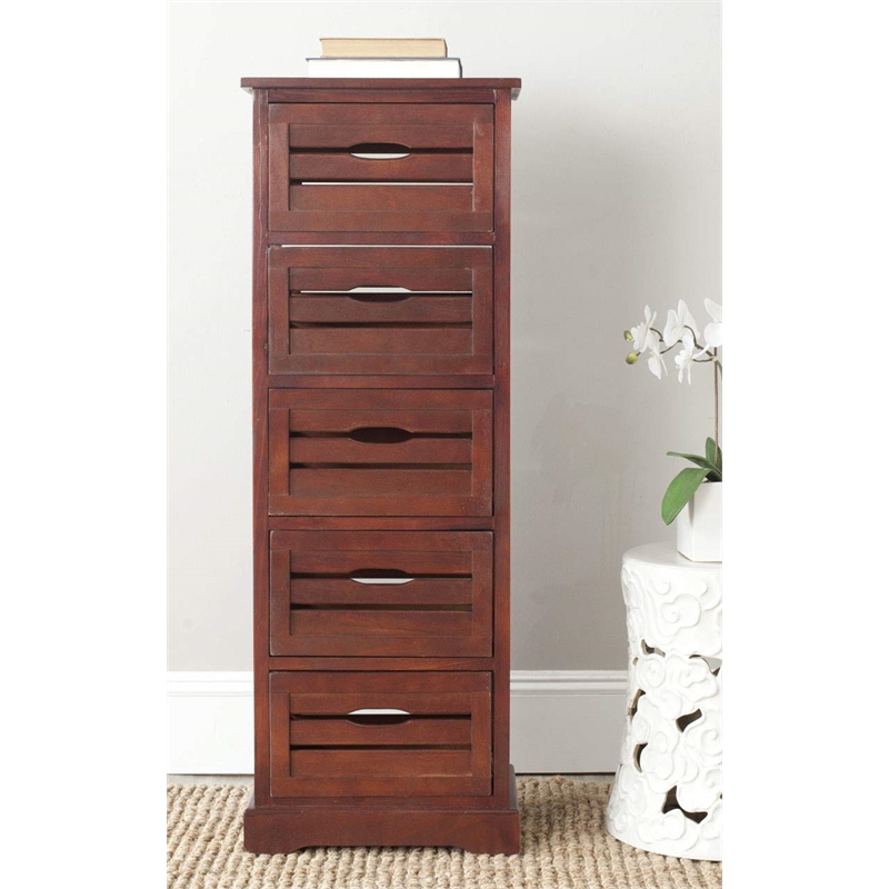 Safavieh Sarina Pine 5 Drawer Cabinet in Black