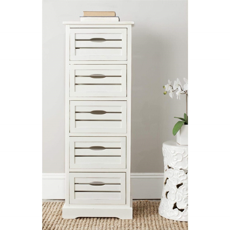 Safavieh Sarina Pine 5 Drawer Cabinet in Grey