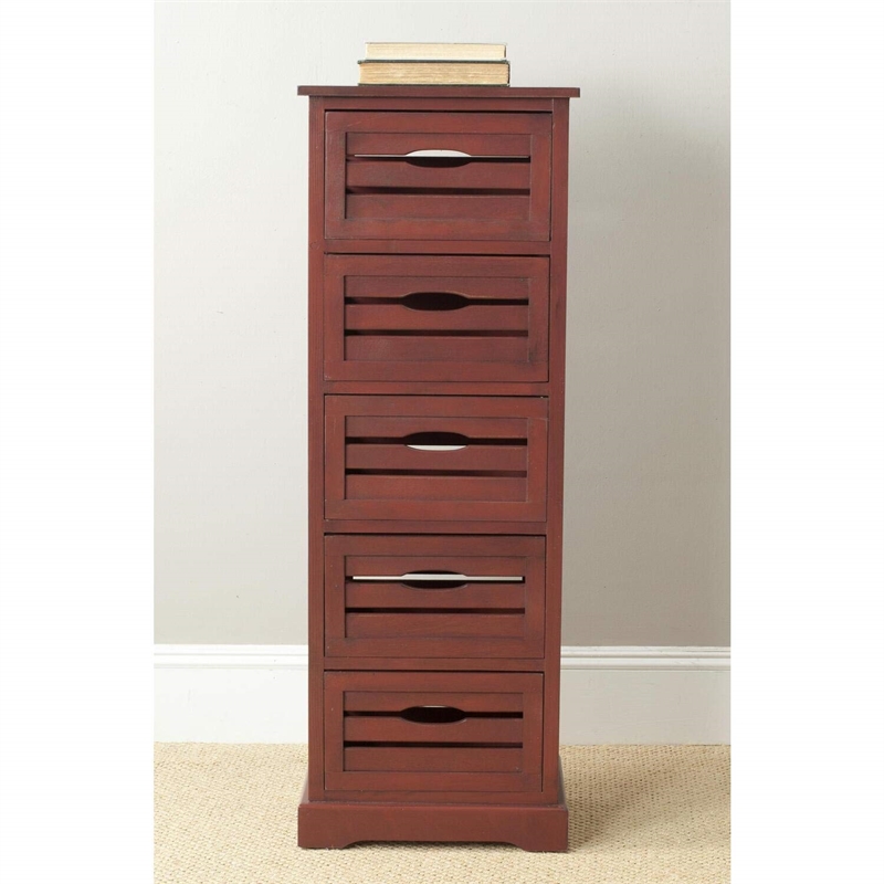 Safavieh Sarina Pine 5 Drawer Cabinet in Grey