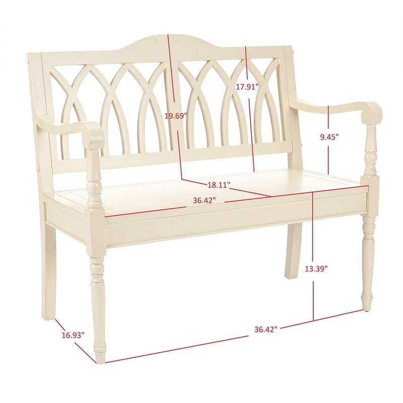 Safavieh Franklin Poplar Wood Bench in White