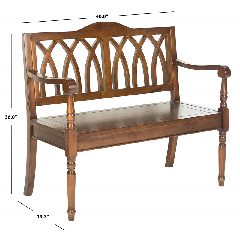 Safavieh Benjamin Pine Bench in Dark Walnut