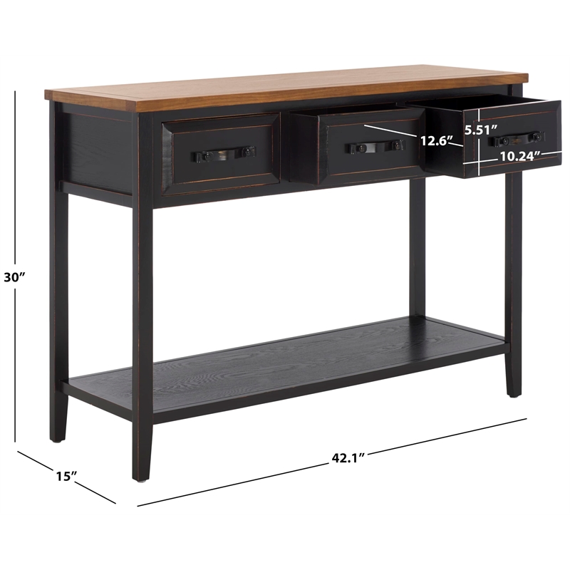 Safavieh Harvard Pine and Elm Console Table in Black Walnut