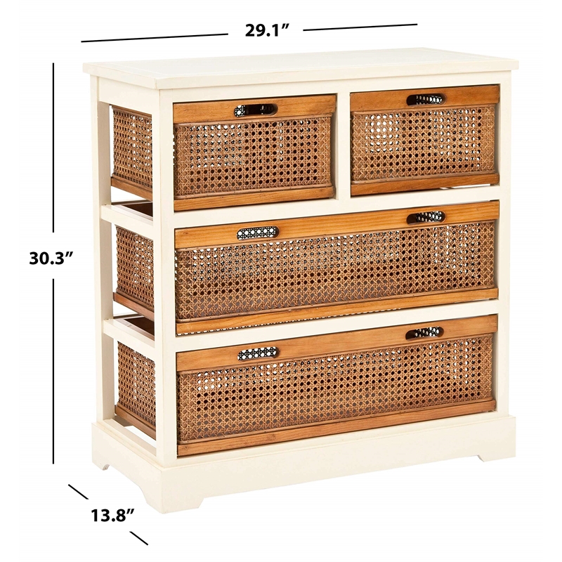 Safavieh Willow Pine 4 Drawer Storage Cabinet in White