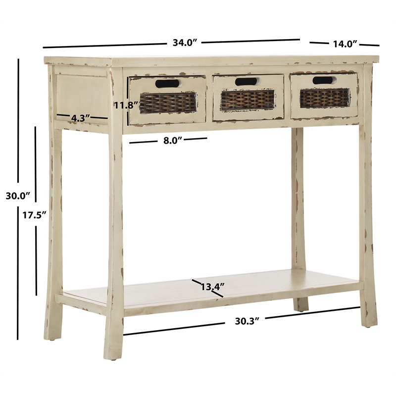 Safavieh Autumn Pine Wood 3 Drawer Console in White