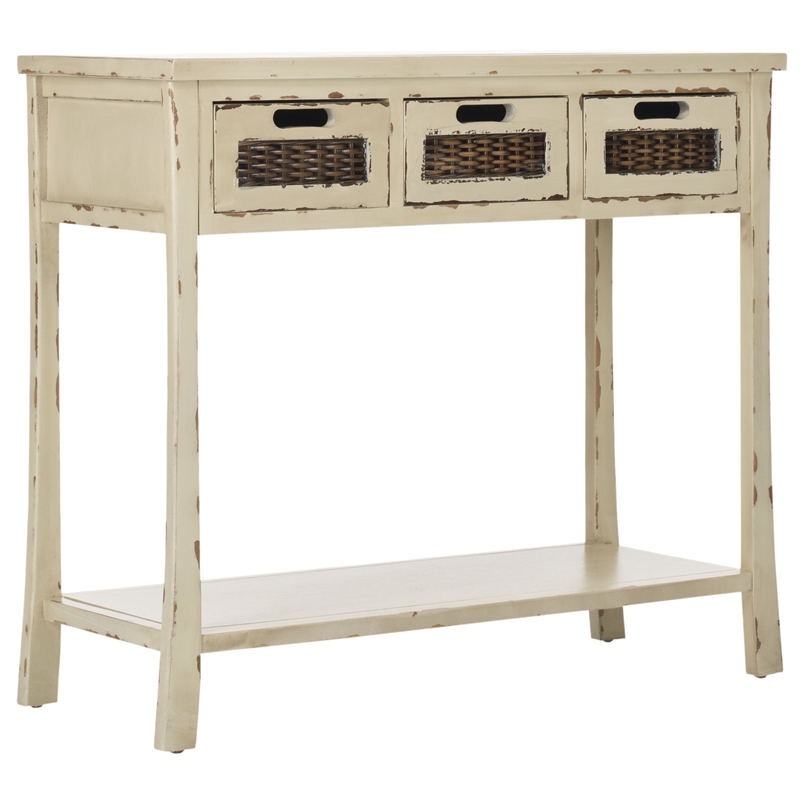 Safavieh Autumn Pine Wood 3 Drawer Console in White