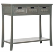 Safavieh Autumn Elm Wood 3 Drawer Console in Blue and Grey
