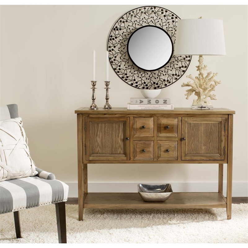 Safavieh Charlotte Elm and Pine Wood Sideboard in Black