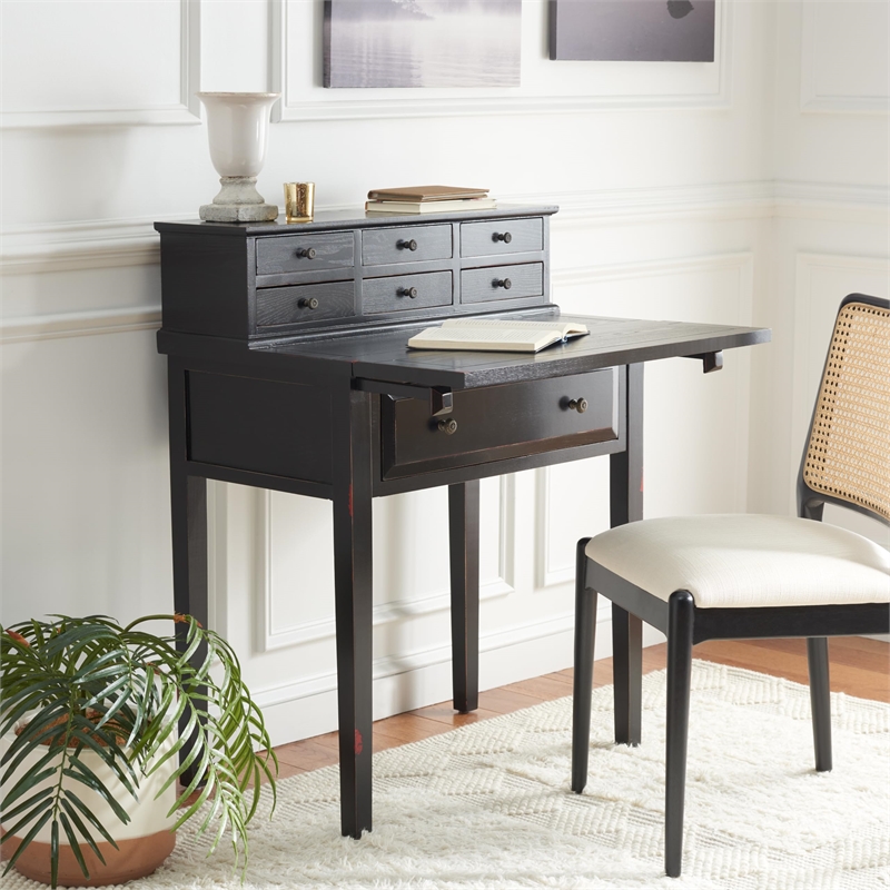 Safavieh Abigail Pine Wood Desk in Black