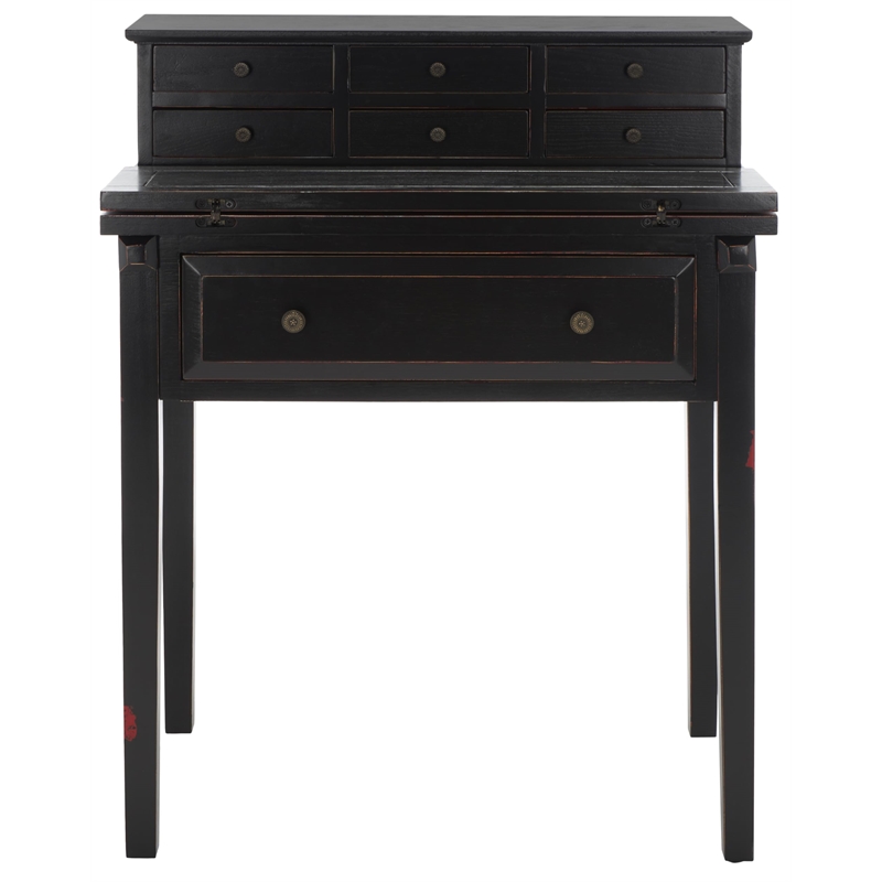 Safavieh Abigail Pine Wood Desk in Black