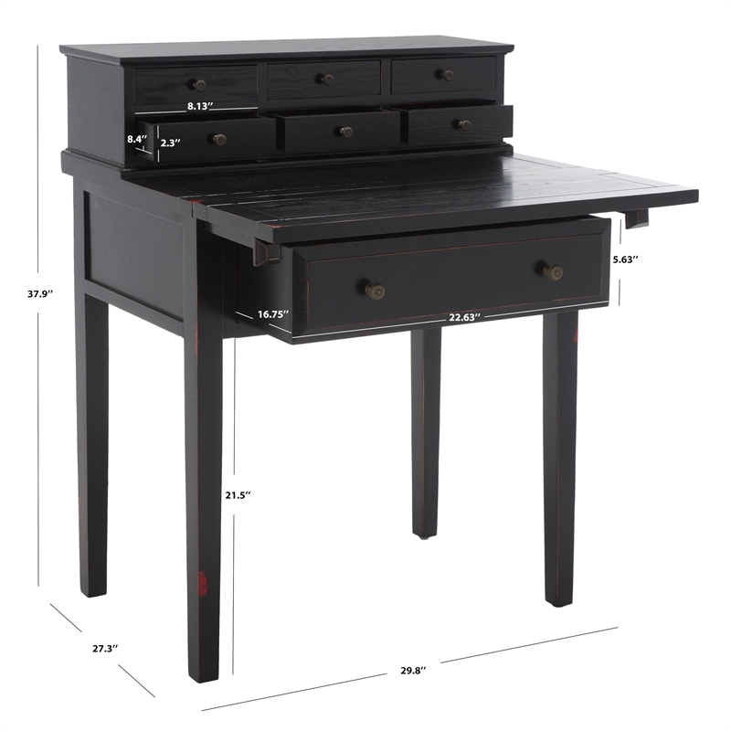 Safavieh Abigail Pine Wood Desk in Black
