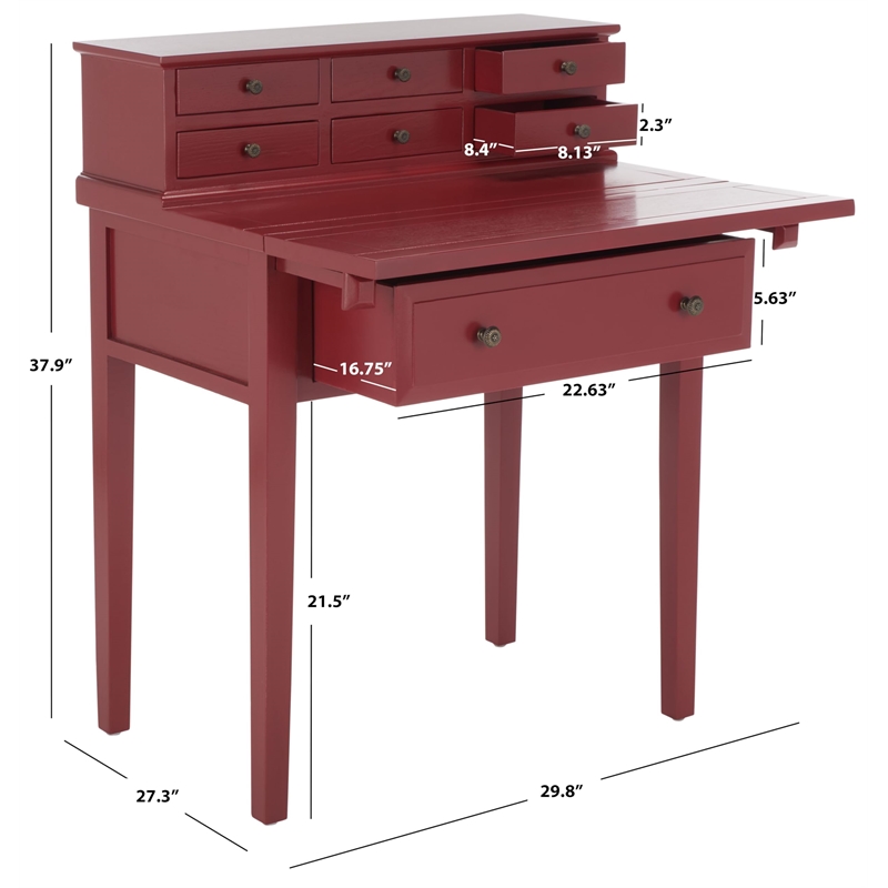 Safavieh Abigail Pine Wood Desk in Cherry