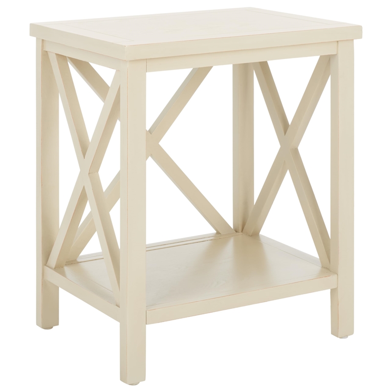 Safavieh Candice Poplar Wood Cross Back End Table in White