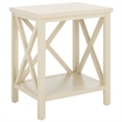 Safavieh Candice Poplar Wood Cross Back End Table in White