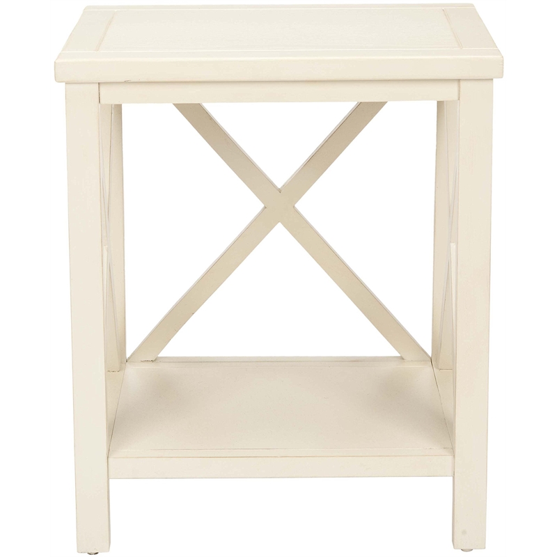Safavieh Candice Poplar Wood Cross Back End Table in White