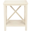 Safavieh Candice Poplar Wood Cross Back End Table in White