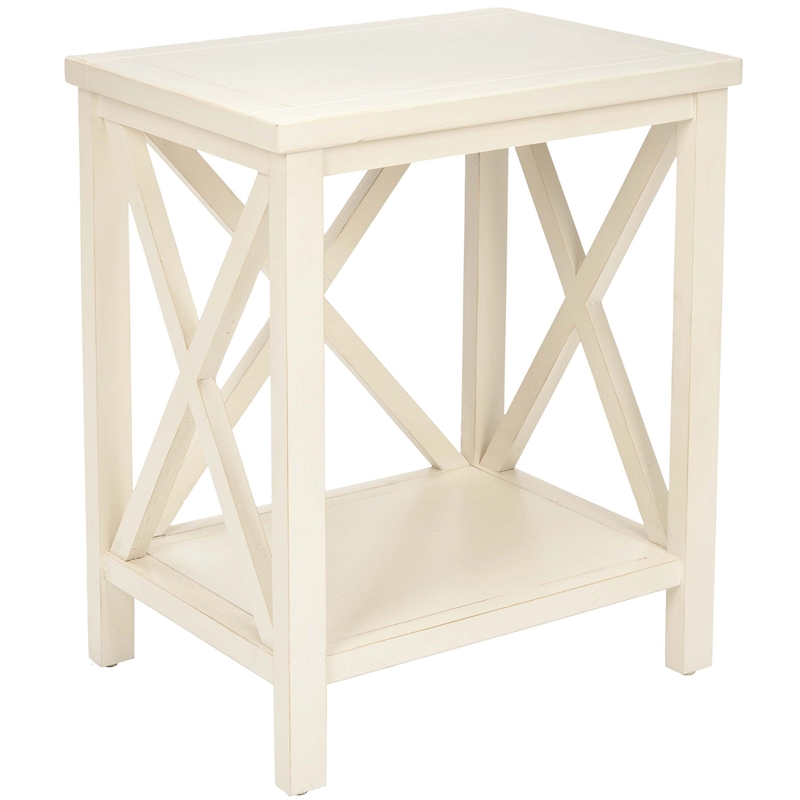 Safavieh Candice Poplar Wood Cross Back End Table in White