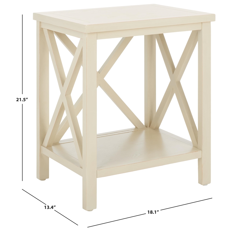 Safavieh Candice Poplar Wood Cross Back End Table in White