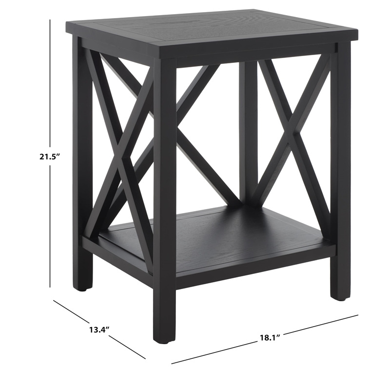 Safavieh Candence Poplar Wood End Table in Black