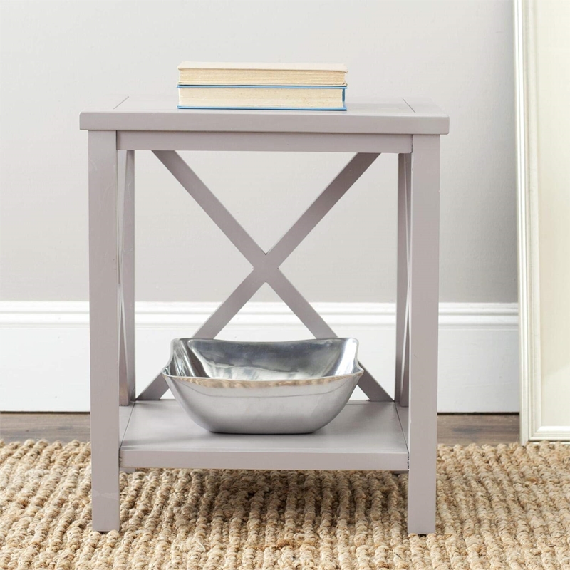 Safavieh Candence Poplar Wood End Table in Oak