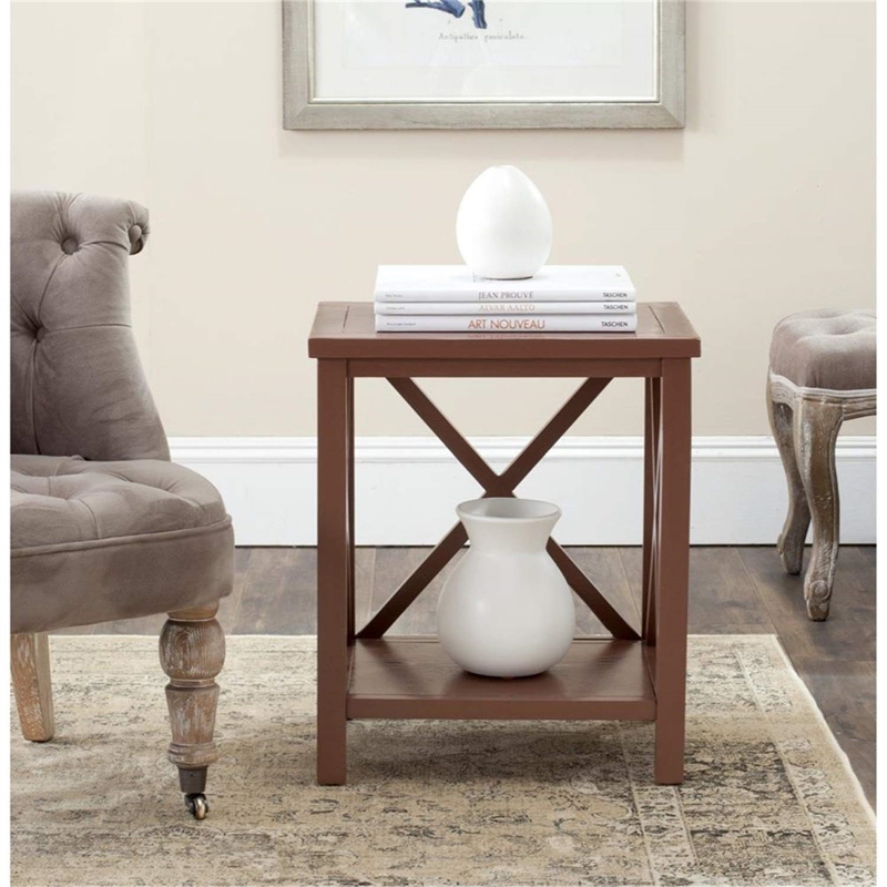 Safavieh Candence Poplar Wood End Table in Oak