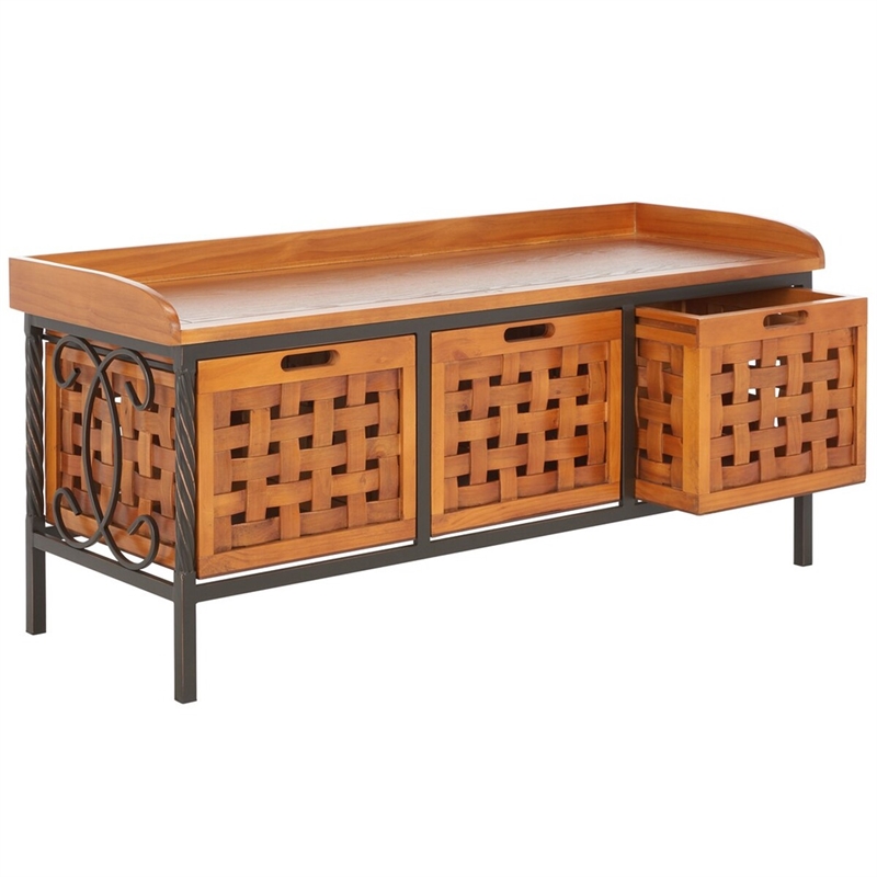 Safavieh Isaac 3 Drawer Wooden Storage Bench Pine In Oak