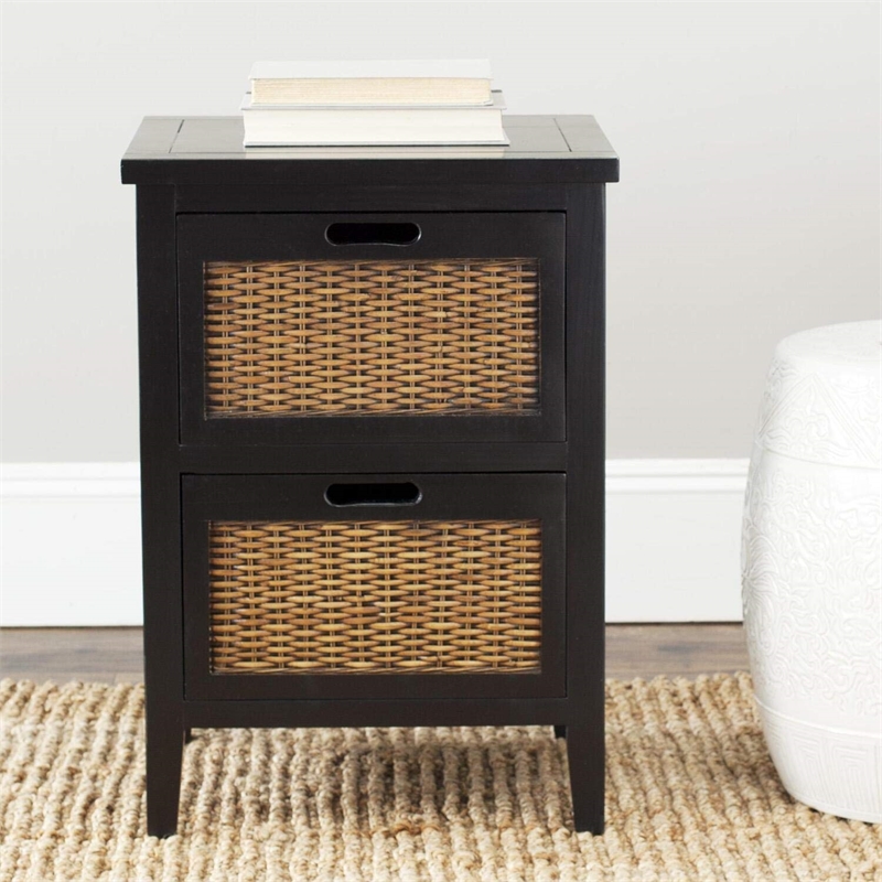 Safavieh Hanson Pine Wood Side Table in Walnut