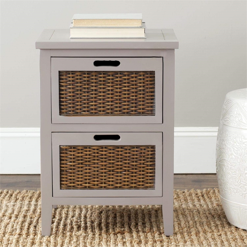 Safavieh Hanson Pine Wood Side Table in Walnut