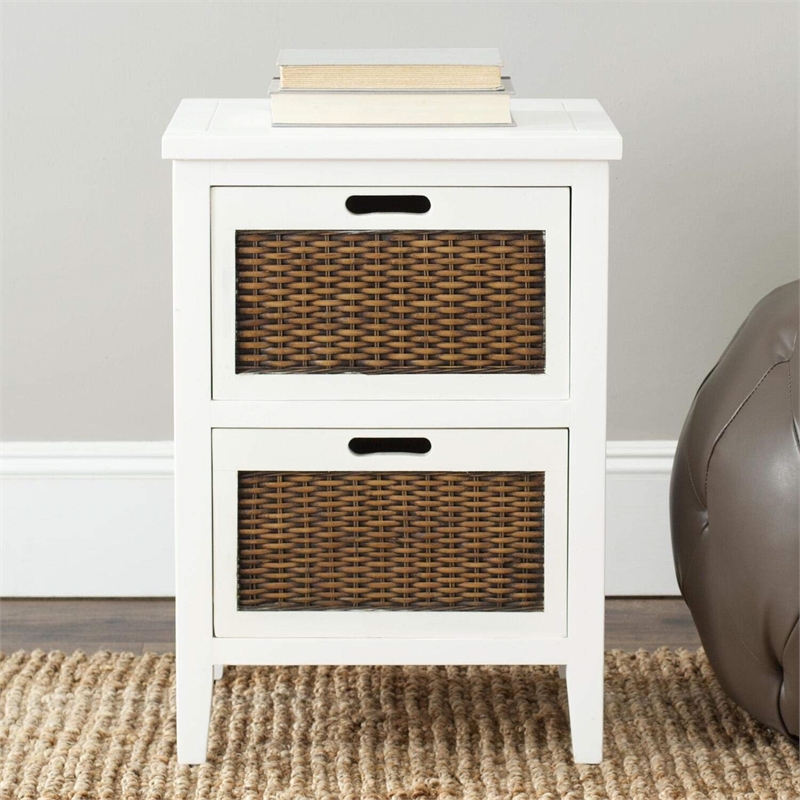 Safavieh Hanson Pine Wood Side Table in Walnut