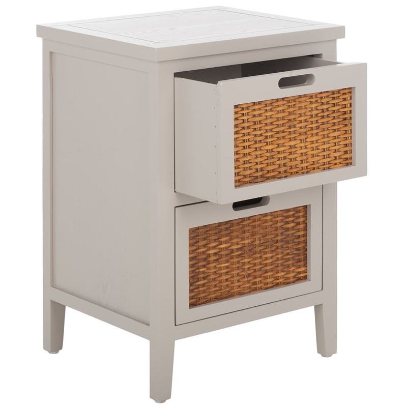 Safavieh Jonah Pine Wood Two Drawer End Table in Gray