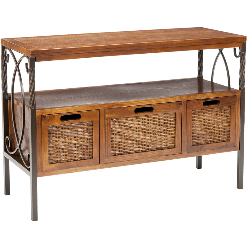 Safavieh Jasper Pine Wood Console Table in Pewter and Walnut