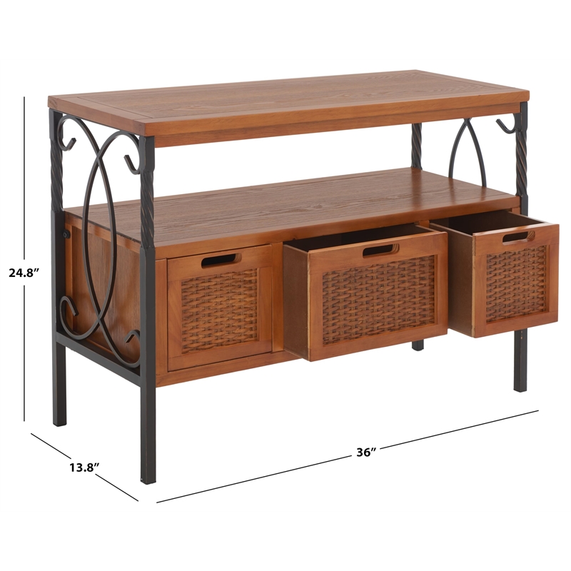 Safavieh Jasper Pine Wood Console Table in Pewter and Walnut