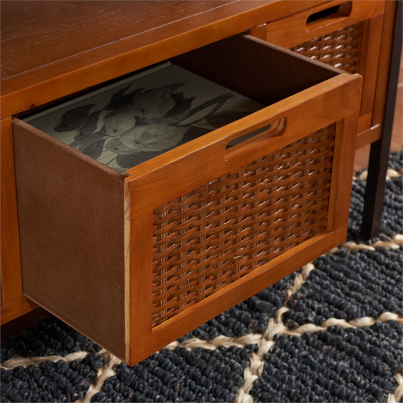 Safavieh Jasper Pine Wood Console Table in Pewter and Walnut