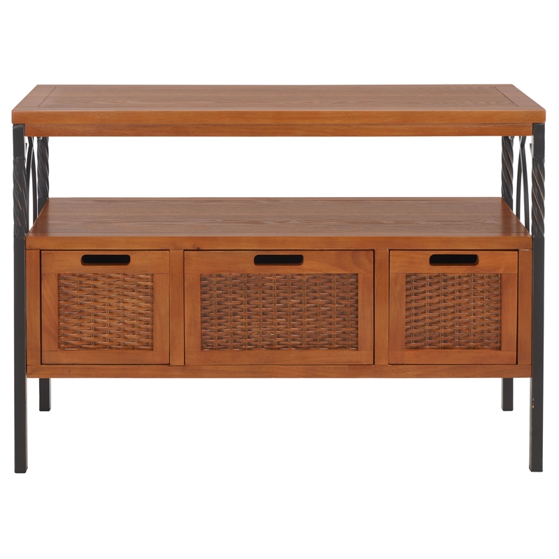 Safavieh Jasper Pine Wood Console Table in Pewter and Walnut