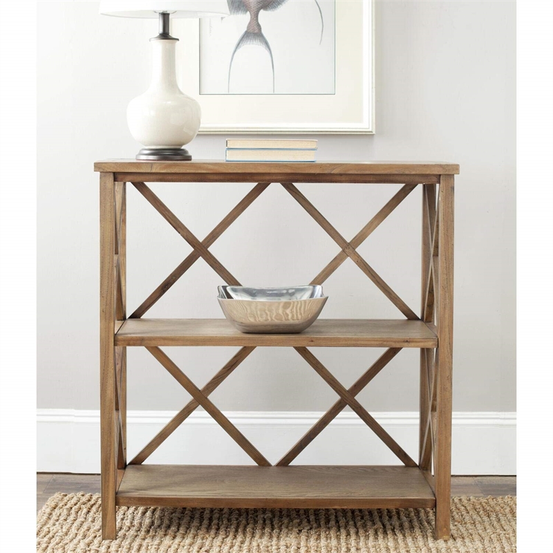 Safavieh Liam Pine Wood Open Bookcase in Grey