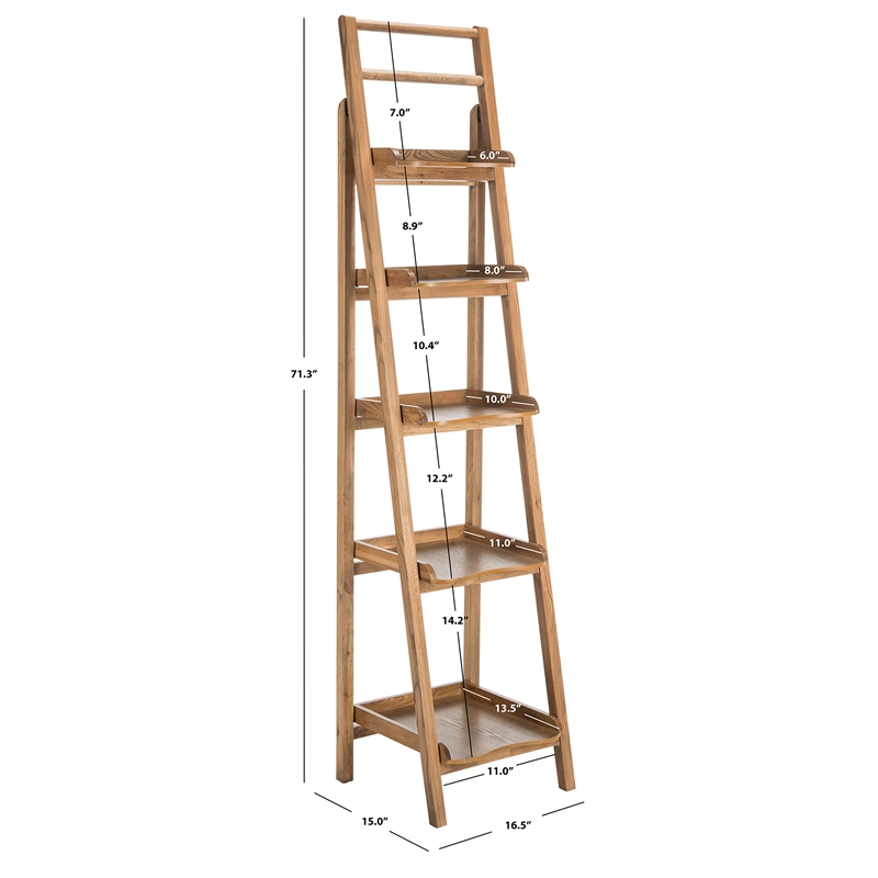 Safavieh Asher Pine Wood Leaning Etegere in Oak