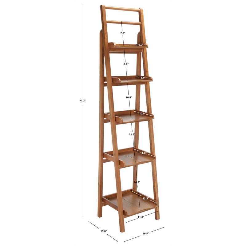 Safavieh Asher Pine Wood Leaning Etegere in Oak