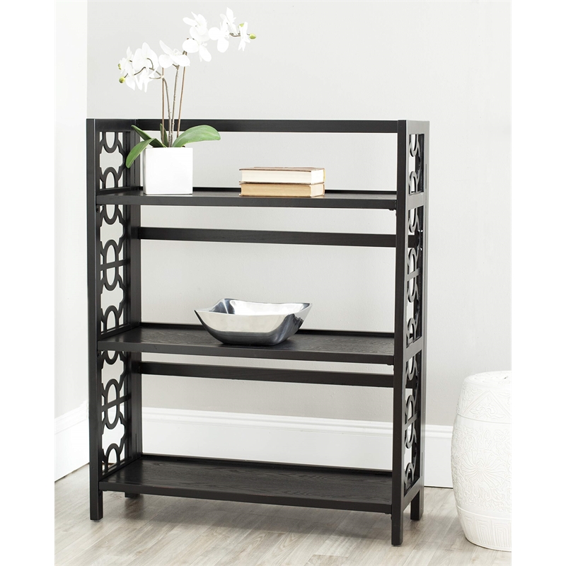 Safavieh Ron Pine Wood Small Bookcase in Black